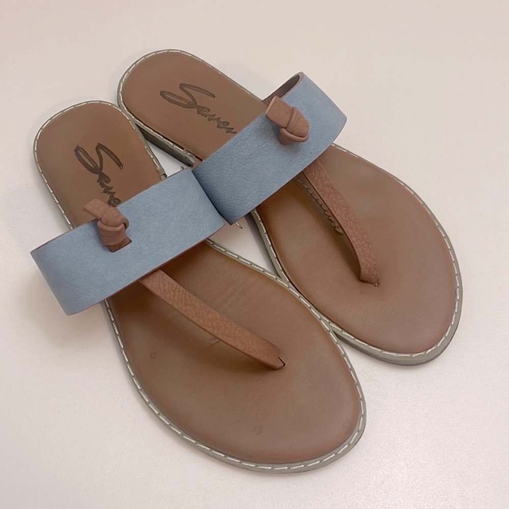 Seven7 Flat Denim Look Thong Sandal